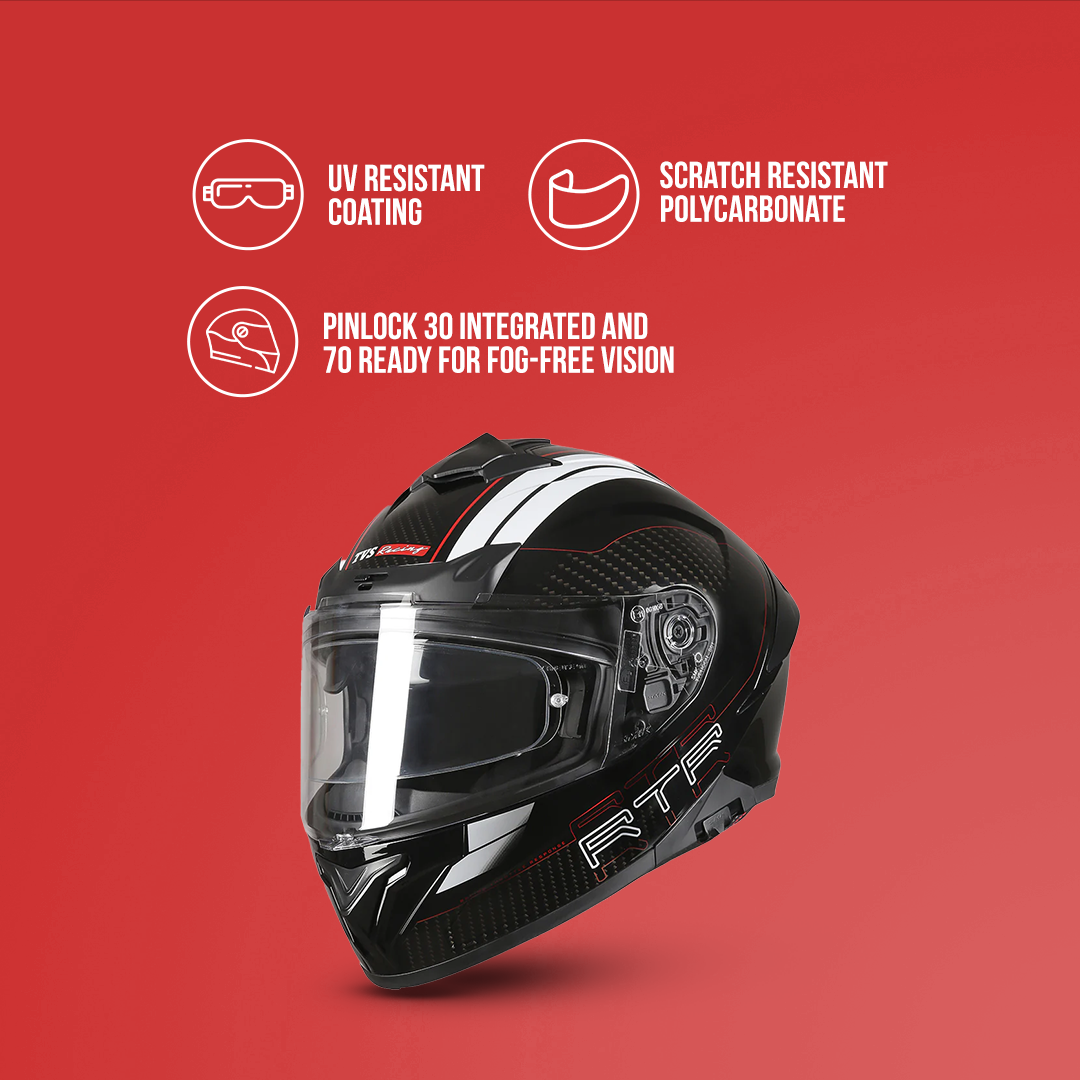 TVS Racing Hurricane Helmet Full-Face, Aerodynamic Design